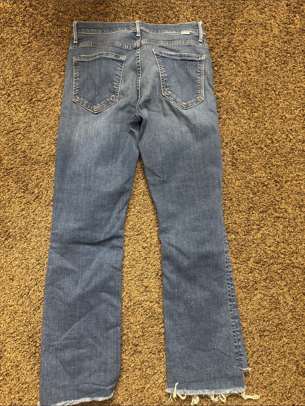 MOTHER Blue Flare Jeans with Frayed Hem - Picture 3 of 3